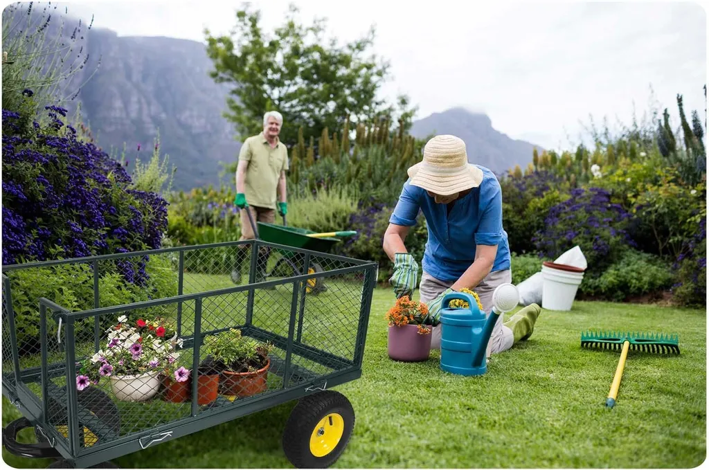 Chariot de jardin basculant pour vider les charges sans effort - 9