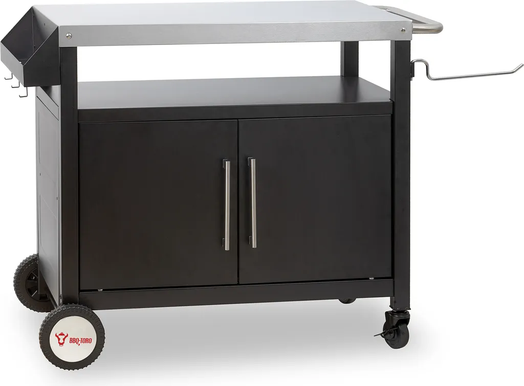 Table de Barbecue avec Grand Plan de Travail Argent et Noir BBQ-Toro