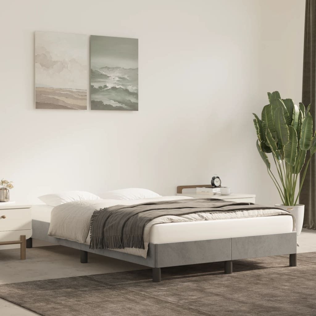 The Living Store Bettgestell Hellgrau 120x200 cm Samt