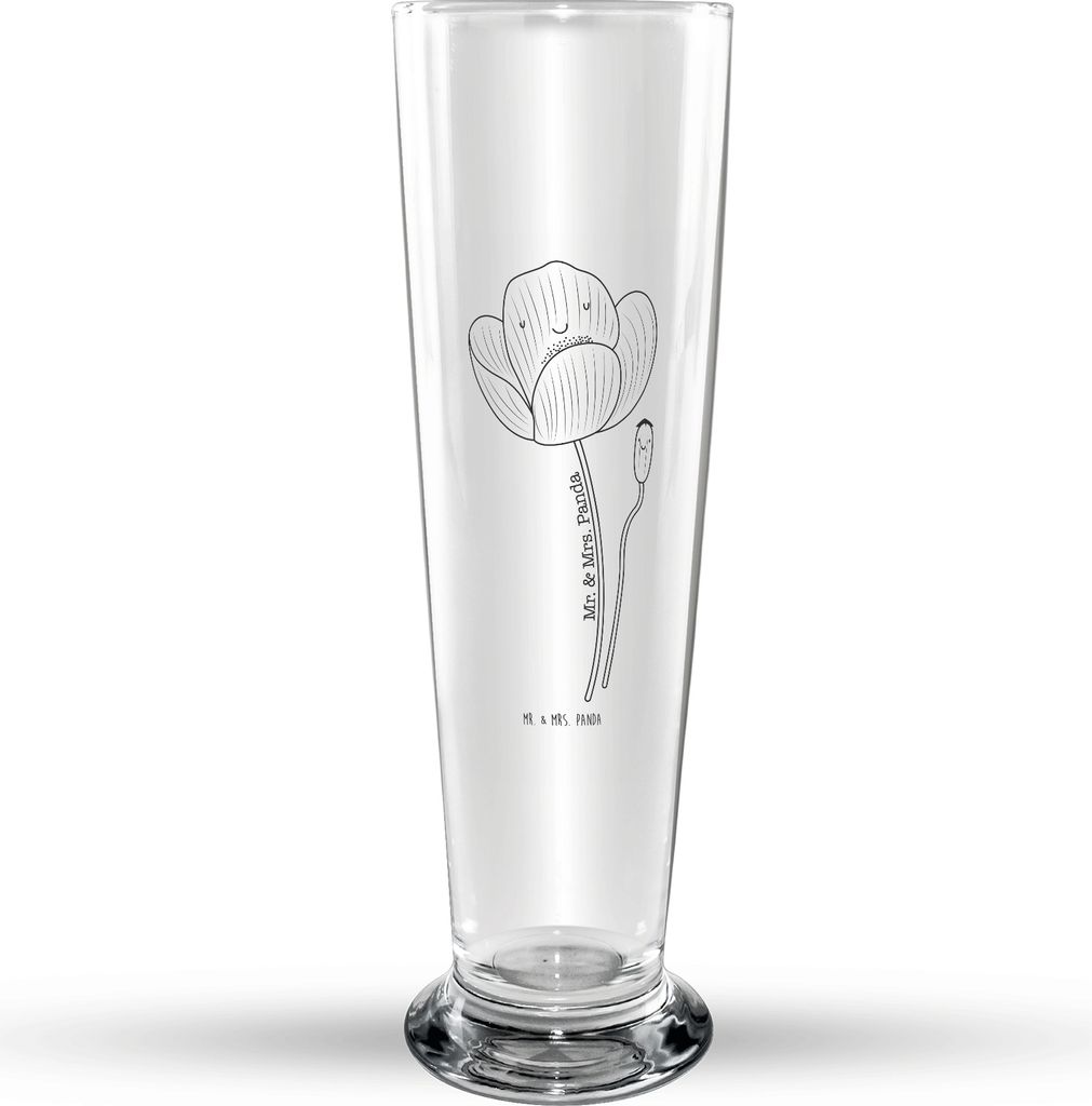 Mr. & Mrs. Panda Bierglas Blume Mohnblume - Transparent - Produktbild 