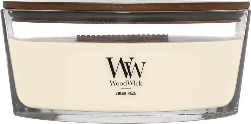 Bougie WoodWick Solar Haze 453 g avec mèche en bois crépitante