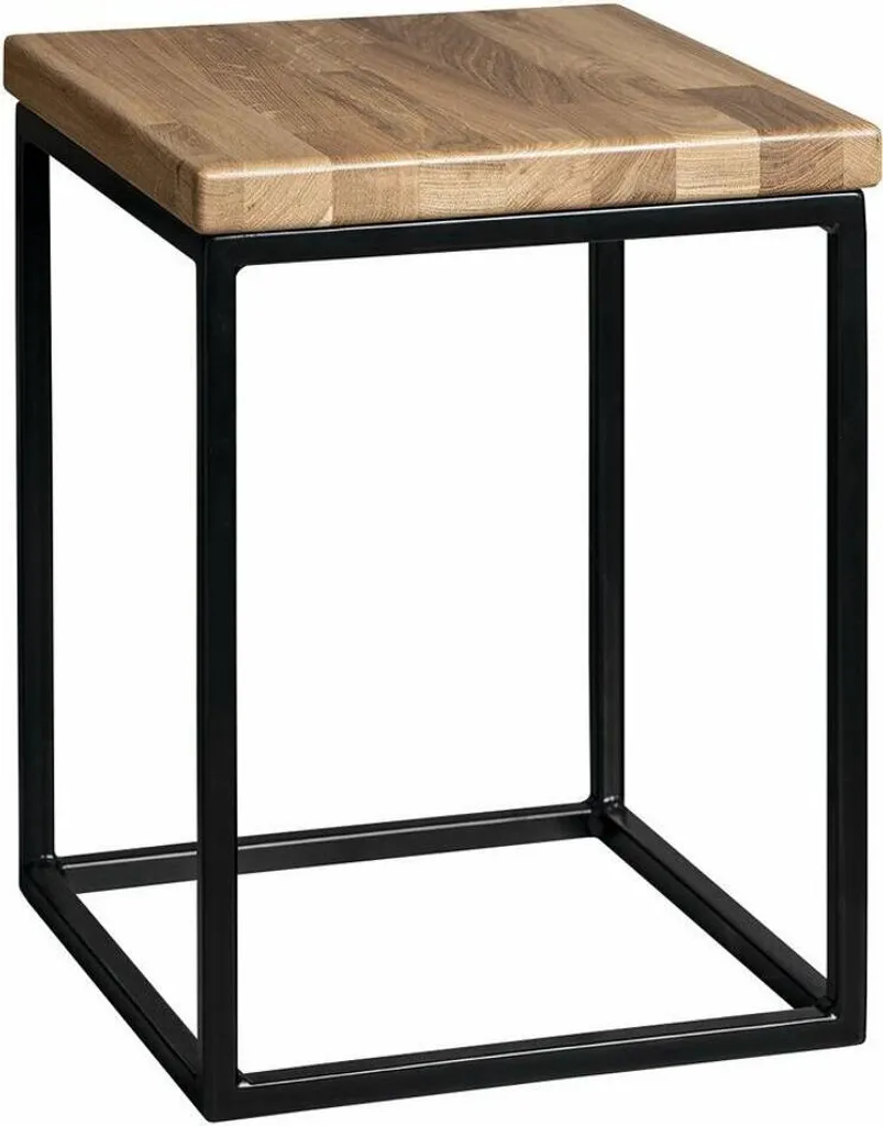 Tabouret de salle de bain Sapho Ska SKA190 - 300x410mm Noir Mat et Chêne