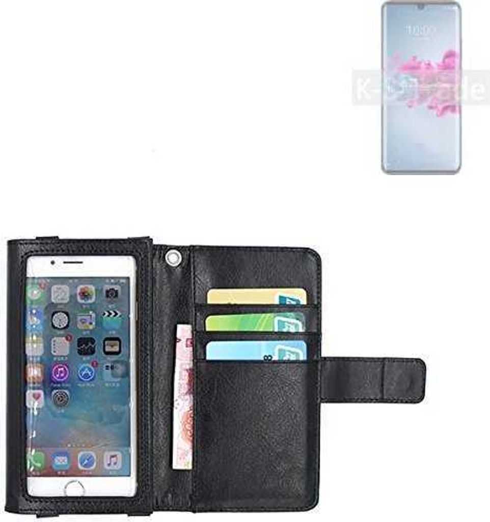 K-S-Trade Handy Hülle Schutz Hülle Kompatibel mit ZTE Axon 11 5G Case mit Displayschutz / Schutzfolie Flip Cover Wallet case Etui Hülle schwarz