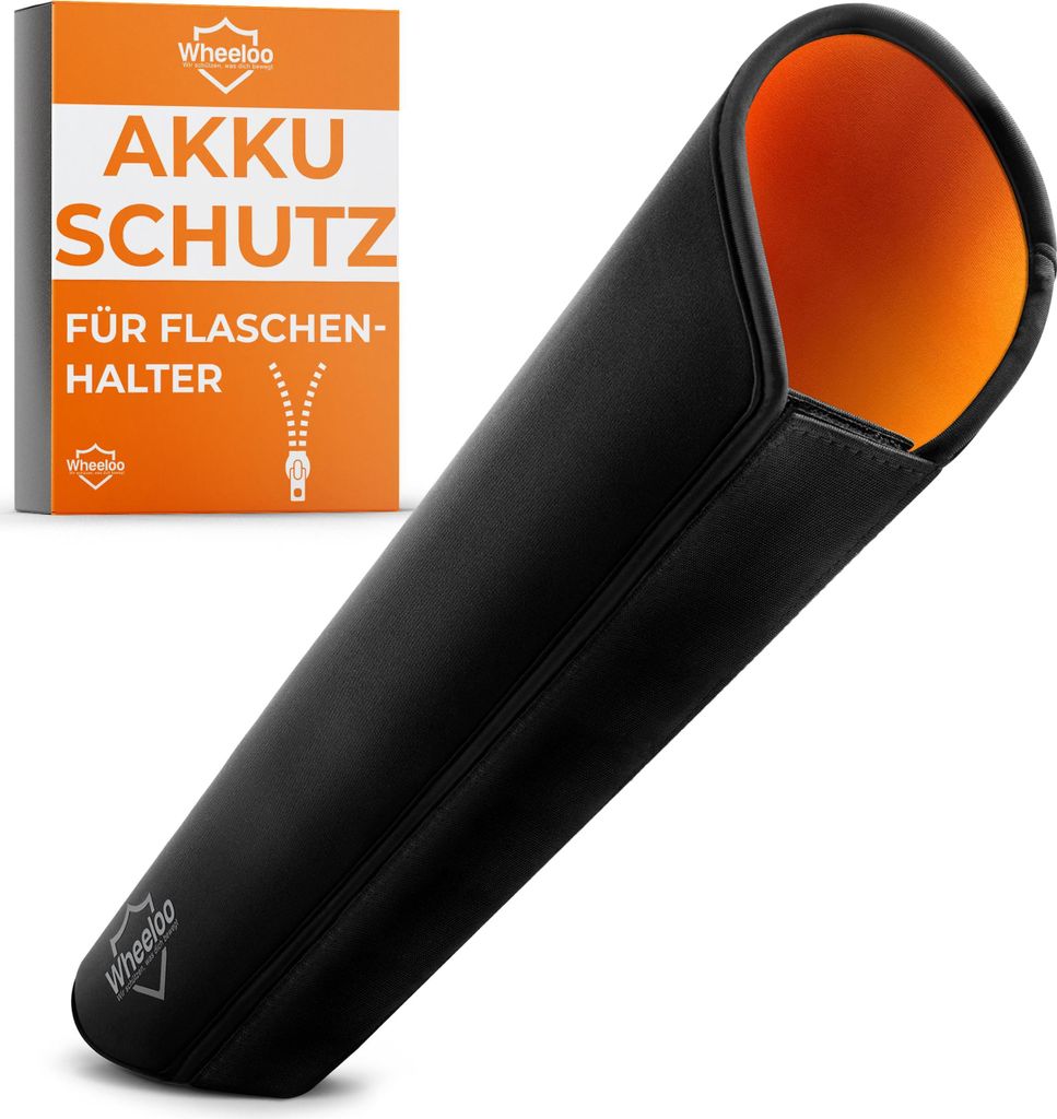 E-Bike Akku Schutzhülle mit Flaschenhalter Öffnung I Ebike Schutz mit Reißverschluss + Tasche I für mehr Reichweite I universale Passform