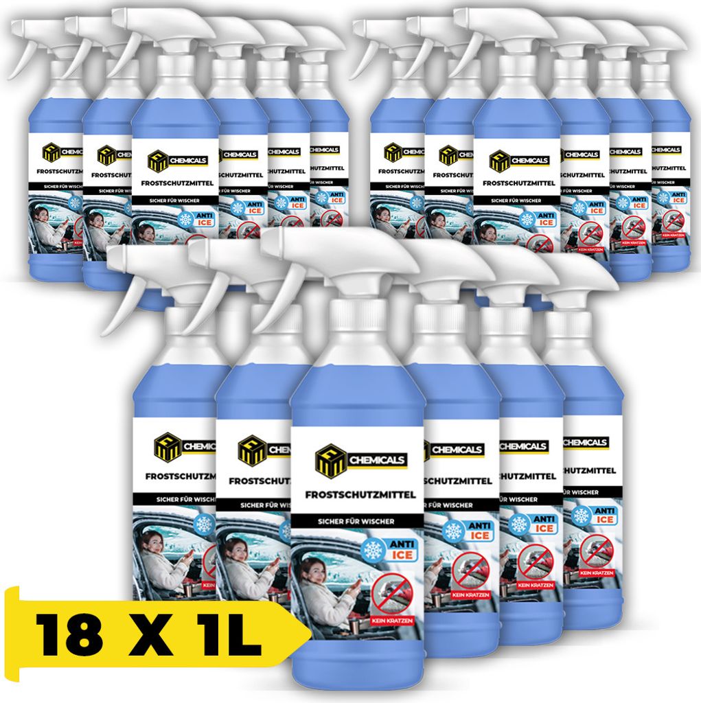 MRM CHEMICALS Scheiben-Entfroster Spray Auto 1L Sprühflasche Scheibenenteiser, Enteisen ohne Kratzen für Scheiben, Spiegel und Schlösser Bis -40...