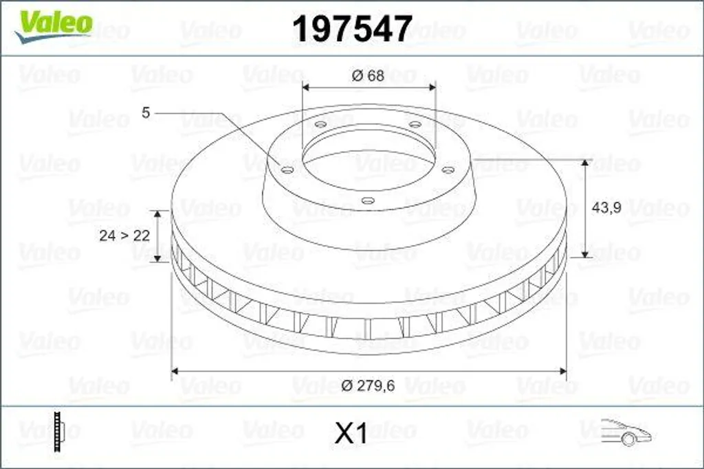 Disque de frein avant pour remplacement Nissan Juke Pulsar Valeo 197547
