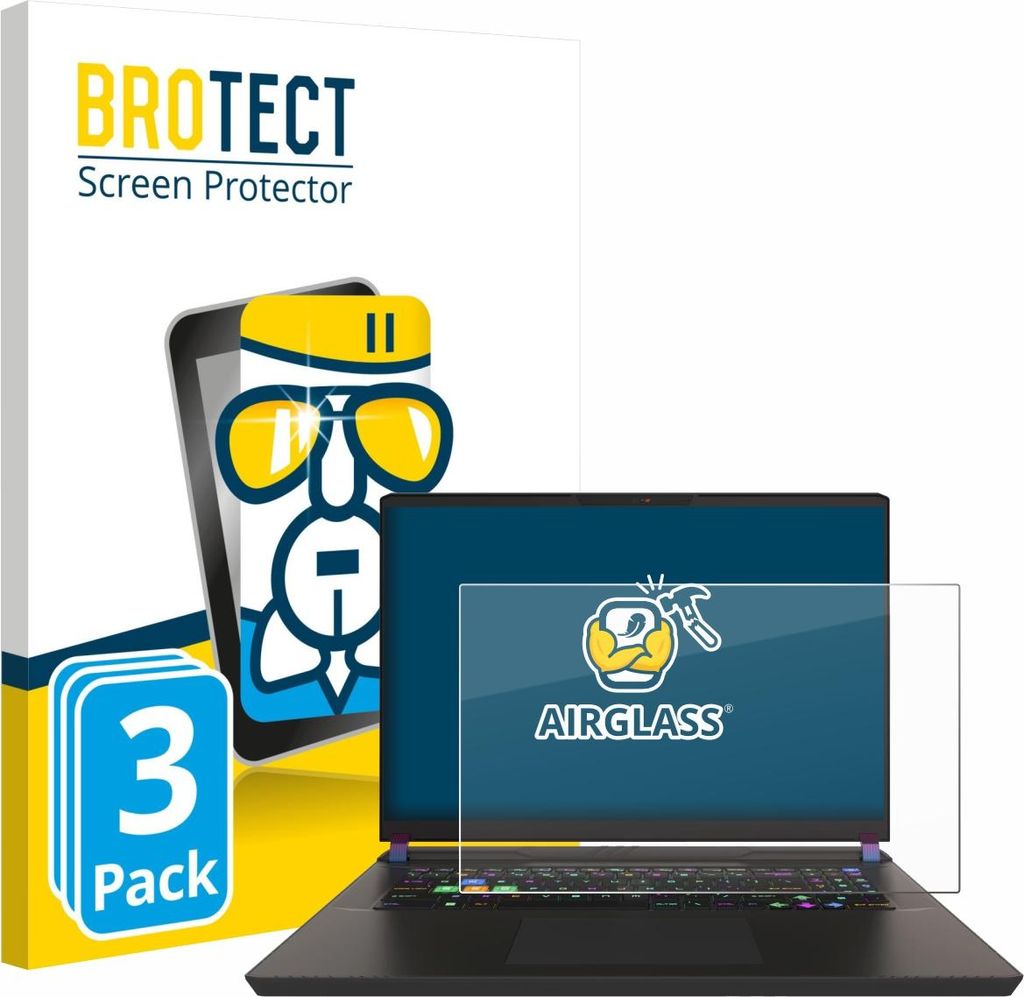 3x BROTECT Schutzglas für MSI Vector 17 HX Schutzfolie Panzer Folie Glas Display Schutz klar
