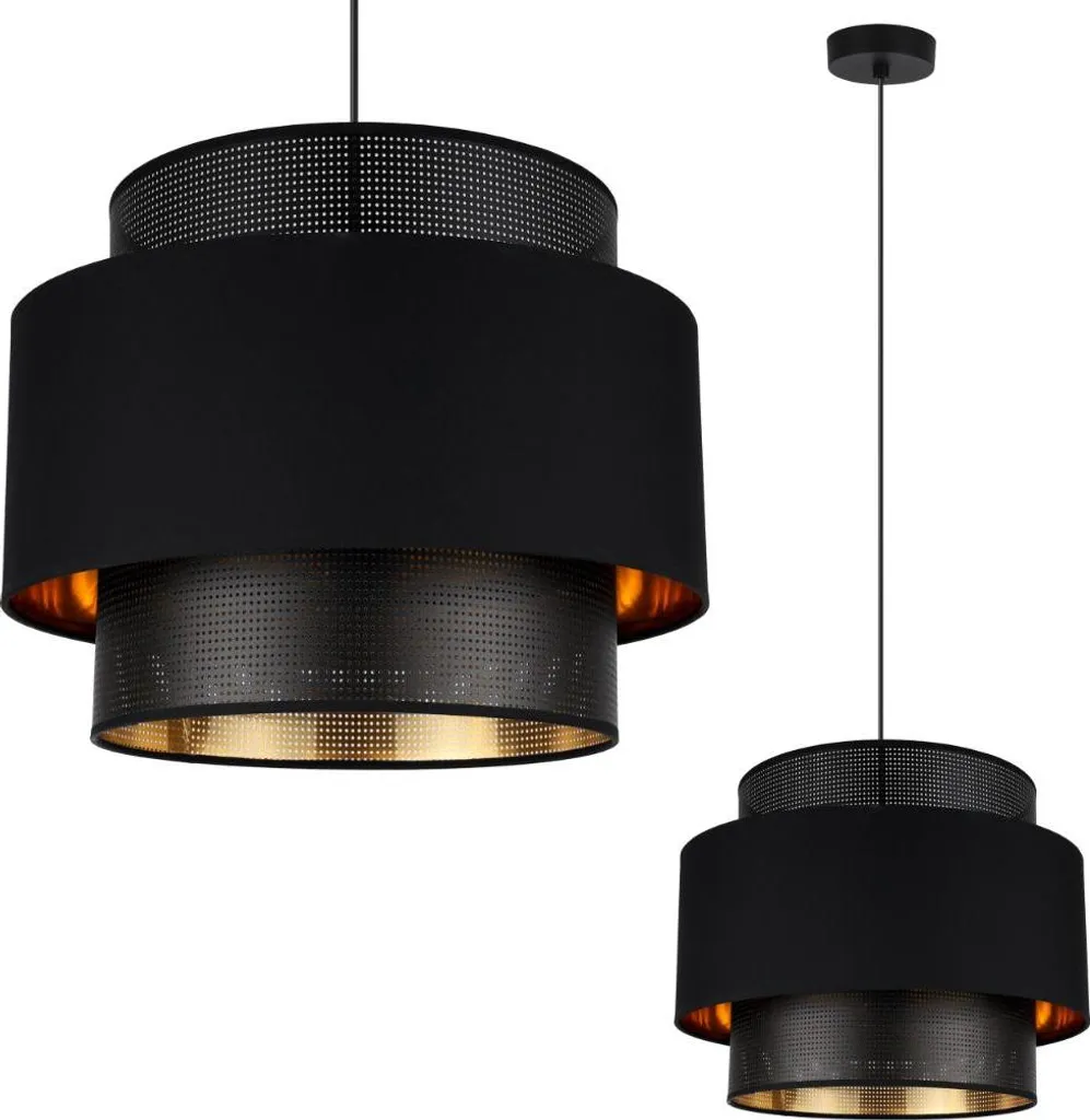 Suspension Design Résille Asti Trio Noir et Or 35cm Finition Luxe