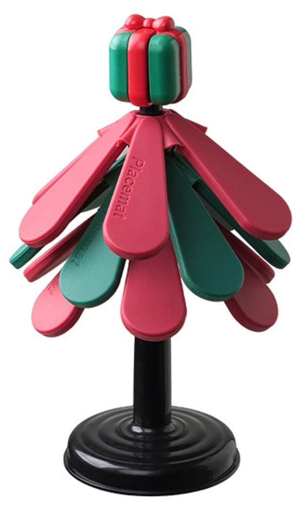 Silikon-Topfuntersetzer in Weihnachtsbaumform, hitzebeständig, rutschfest, faltbar, für heiße Pfannen, ideal als Küchen- und Esszimmerdekoration