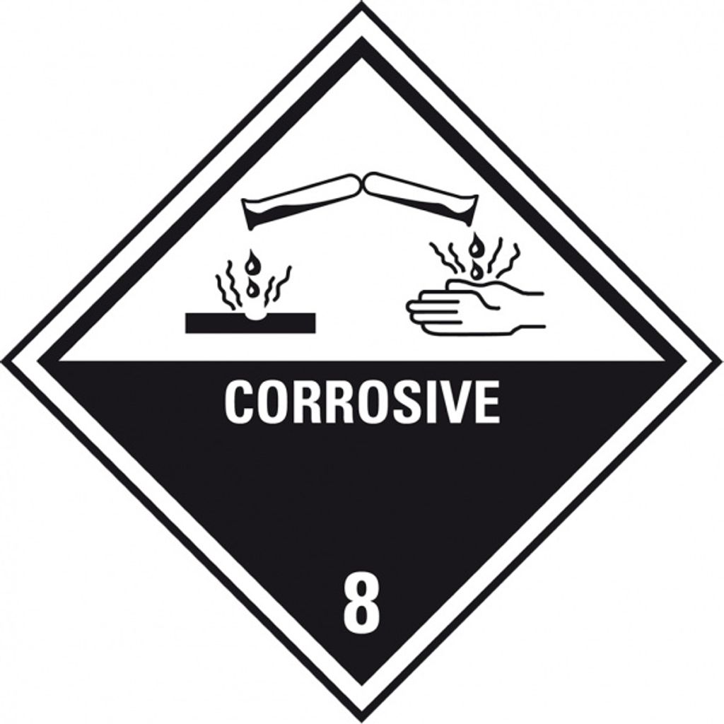 Dreifke Gefahrgutzettel Kl.8 Corrosive, Folie, seewasserbeständig, 250x250mm