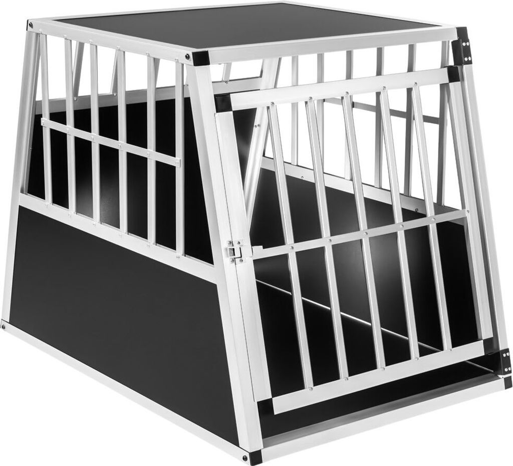 tectake Hundetransportbox single Schnubi mit schräger Rückwand mit schützenden Kunststoffecken, 66 x 90 x 69,5 cm