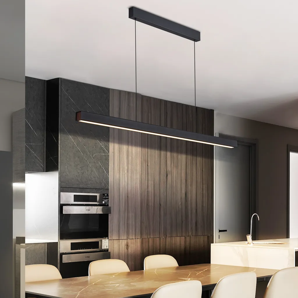 ZMH LED lampada a sospensione sala da pranzo lampada a sospensione dimmerabile tavolo da pranzo lampada a sospensione ufficio nero con telecomando 50W moderno tavolo da pranzo lampada a sospensione 148,5CM per cucina bar soggiorno camera da letto - 6