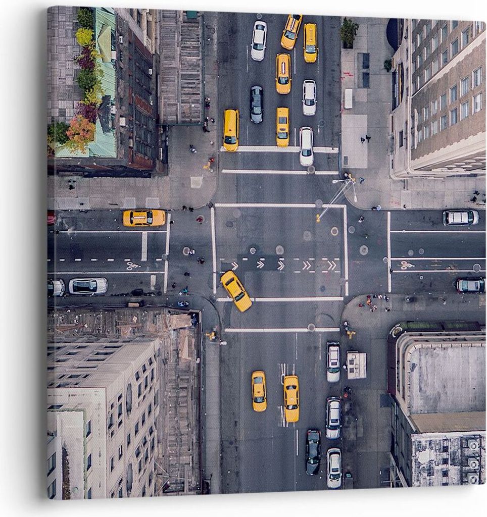 Bild auf Leinwand - Leinwandbild - New York Straße - 40x40cm - Wand Bild - Wanddeko - Wandbilder - Leinwanddruck - Bilder - Kunstdruck - Wanddekor...