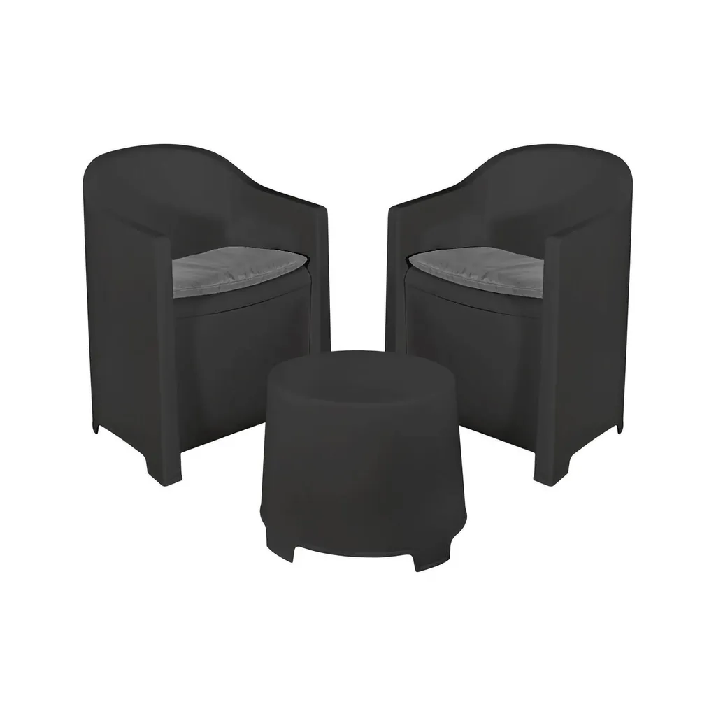 Ensemble Mobilier Jardin 3 Pièces Anthracite Résistant pour Extérieur