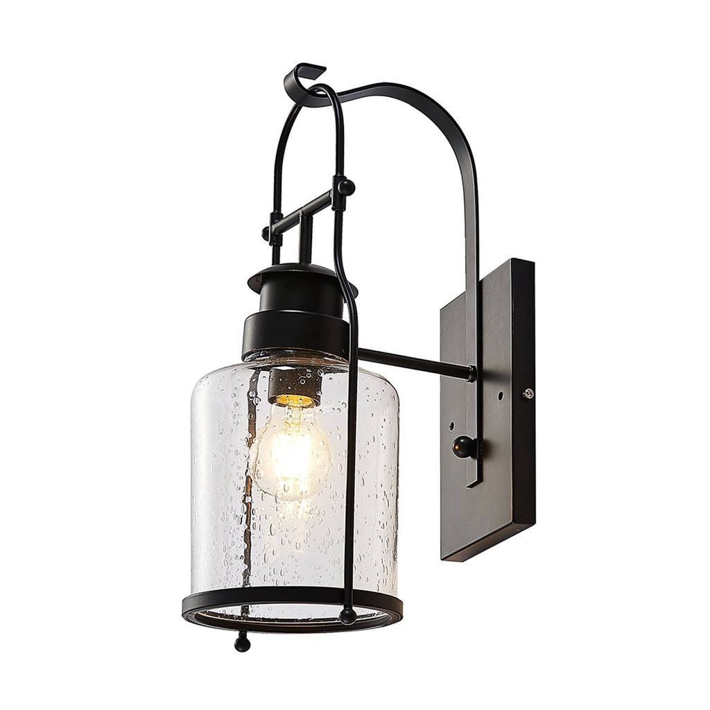 Lindby Rozalie Wandleuchte, schwarz, Metall, Laterne, 44cm