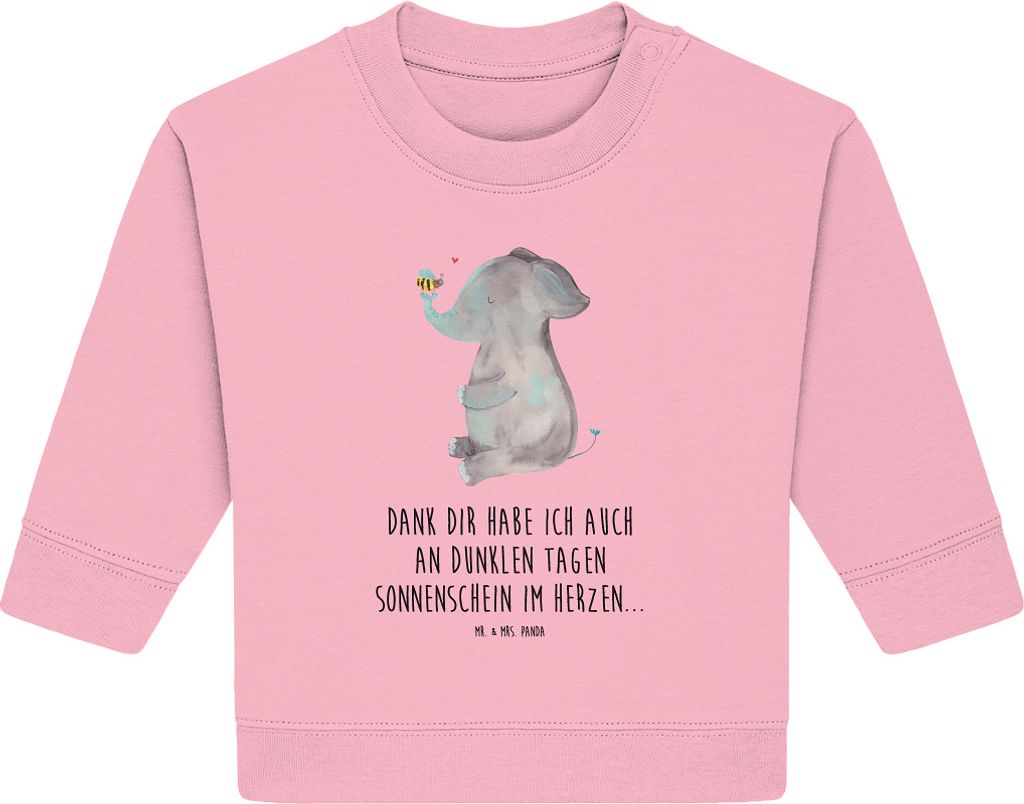 Mr. & Mrs. Panda Organic Baby Pullover Elefant Biene 12. - 18. Monat - Baumwolle Pink - Geschenk, Liebe, Hochzeitsgeschenk, Lustige Sprüche, Liebe...
