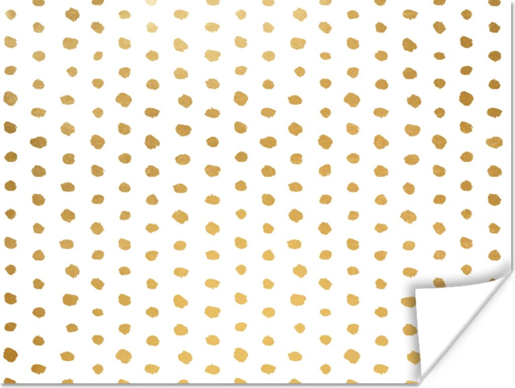 MuchoWow Poster Gold - Weiß - Tupfen - Muster 80x60 cm - Kunst für zu Hause