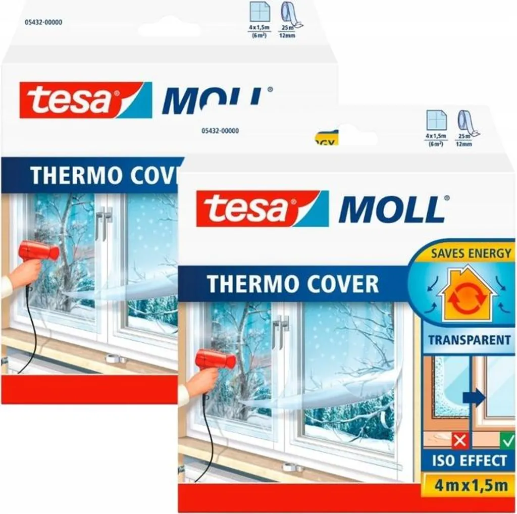 Film thermique transparent TESA pour fenêtres 12m2 - Stop froid et buée