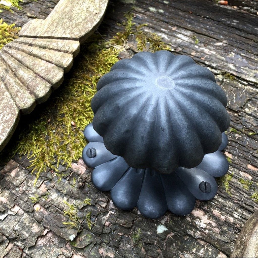 Türknauf mit Rosette, Drehbar | Eisen, Schwarz | H7,5 x B7,5 cm
