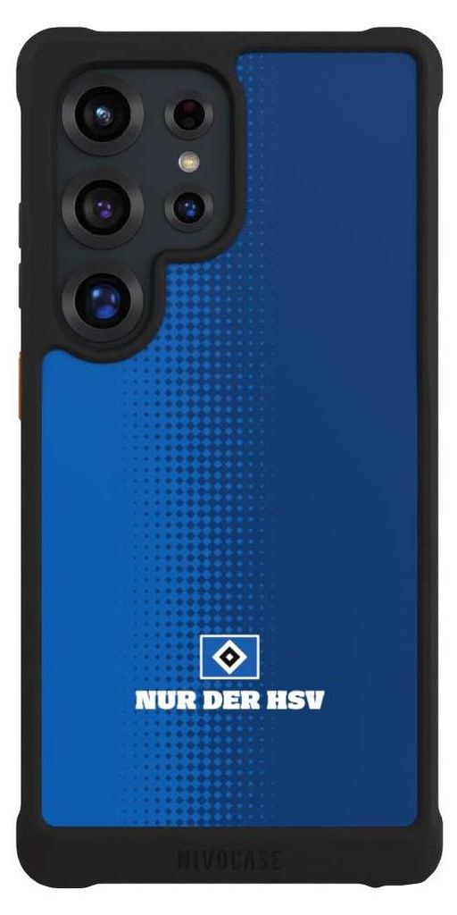NIVOCASE Hülle für Samsung Galaxy S25 Ultra Stoßfeste Handyhülle NIVOmax Case Schwarz HSV Logo Offizielles Lizenzprodukt