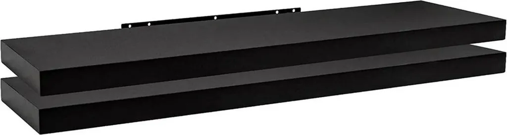 Scaffali a Parete Neri 90cm Happyment | Set 2 Pezzi Legno MDF Robusto