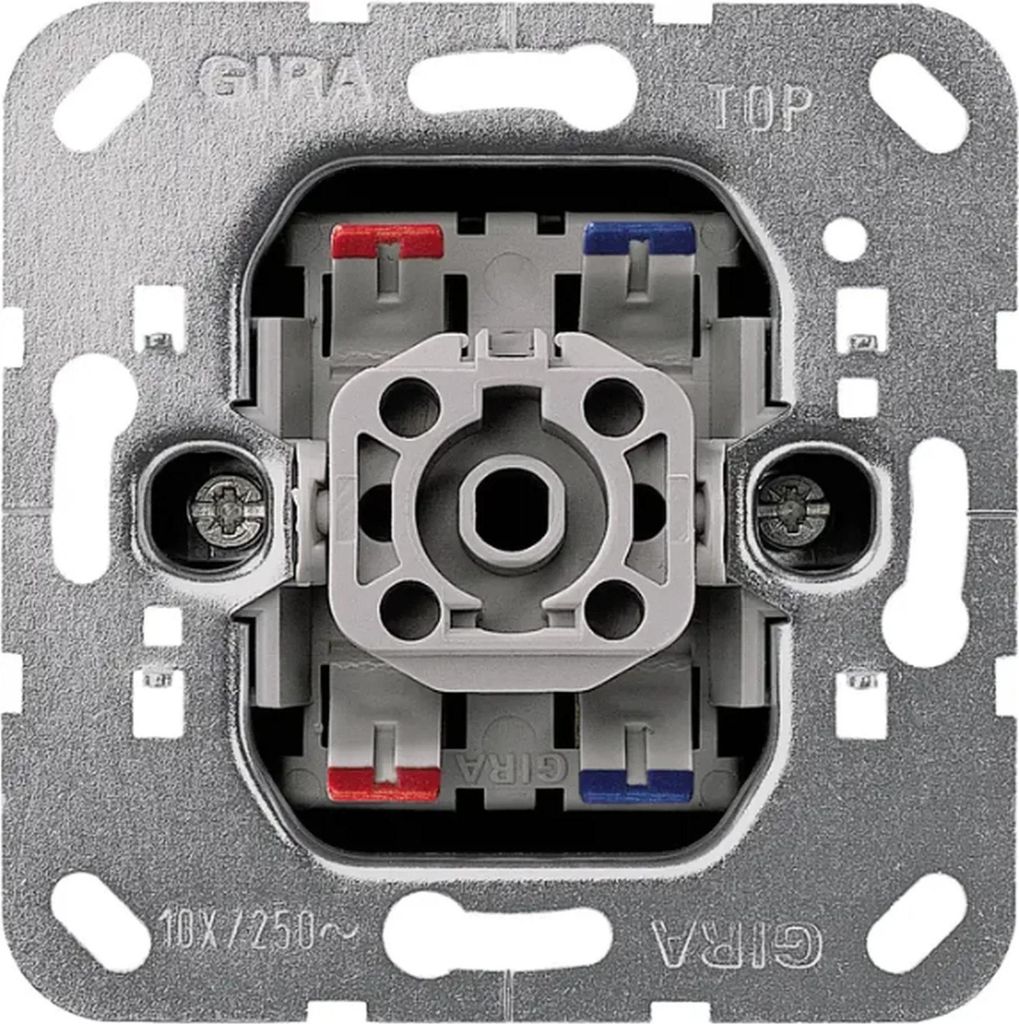Gira Gira Einsatz Wippschalter 2‐polig (10 AX / 250 V) – Basis-Einsatz „010200“, 1 Stk.