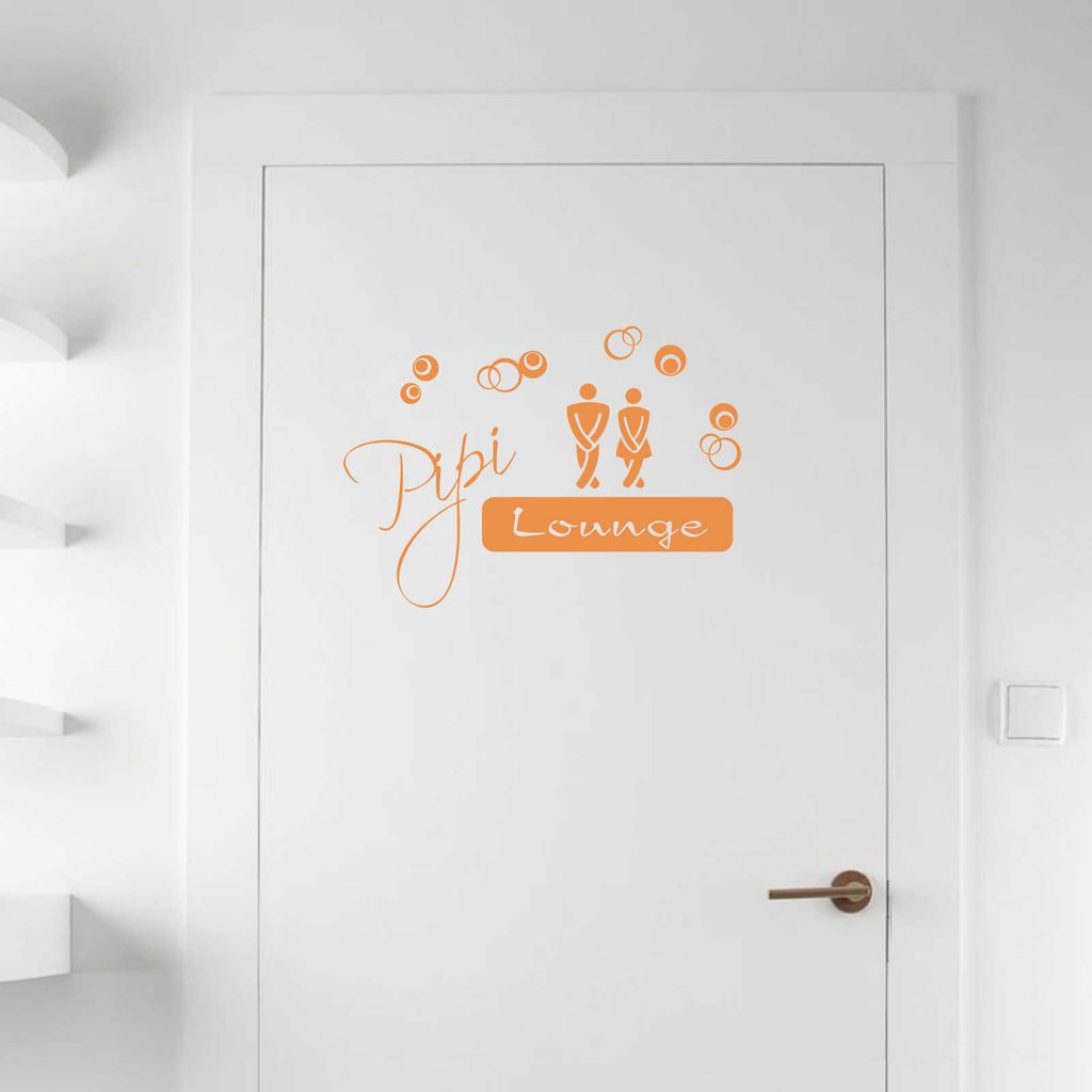 Wandtattoo - Wandaufkleber - Tür-/Wandtattoo "Pipi Lounge" - 50cm x 35cm orange - Dekoration Küche Wohnzimmer Wand