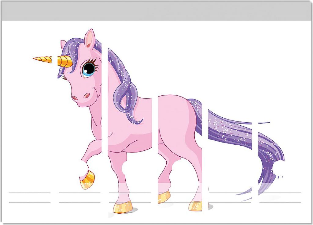 Wallario Ordnerrücken Sticker, selbstklebend für breite Ordner, 6 Stück, Motiv Einhorn in rosa mit Schweif in lila