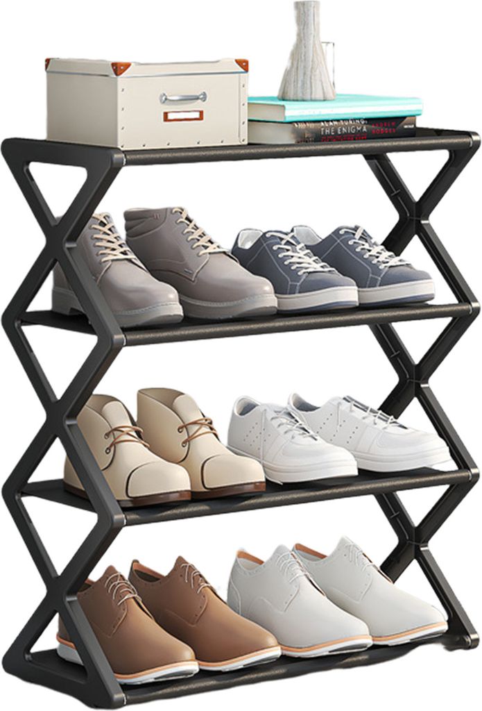 Schuhregal, abnehmbar, 4 Ebenen, große Kapazität, stabile Struktur, Schrank, Eingangsbereich, Schuhregal, Schlafzimmer, Schuh-Organizer, freisteh...