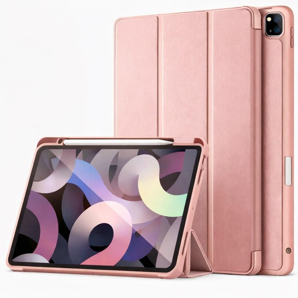 Schutzhülle für Apple iPad Pro 11" 2025 & Apple iPad Pro 11" 2024 M5/M4 Smart Cover Etui Tasche Hülle Wake Up / Sleep Funktion - Rose Gold Stift...