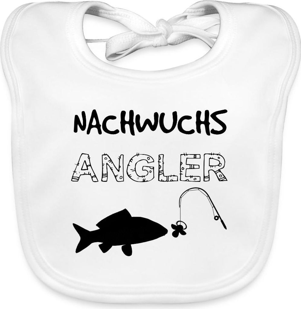 Spreadshirt Nachwuchs Angler Angel Geschenk Zur Geburt Angler Baby Lätzchen Waschbar, One size, Weiß