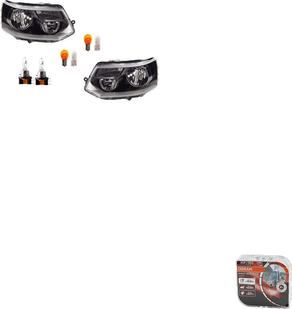 Johns, Scheinwerfer Osram Night Breaker Laser passend für VW Transporter T5 09- H15 L R 7E1941015C 7E1941015AA 7E1941015G 7E1941015J 7E1941015K 7E...