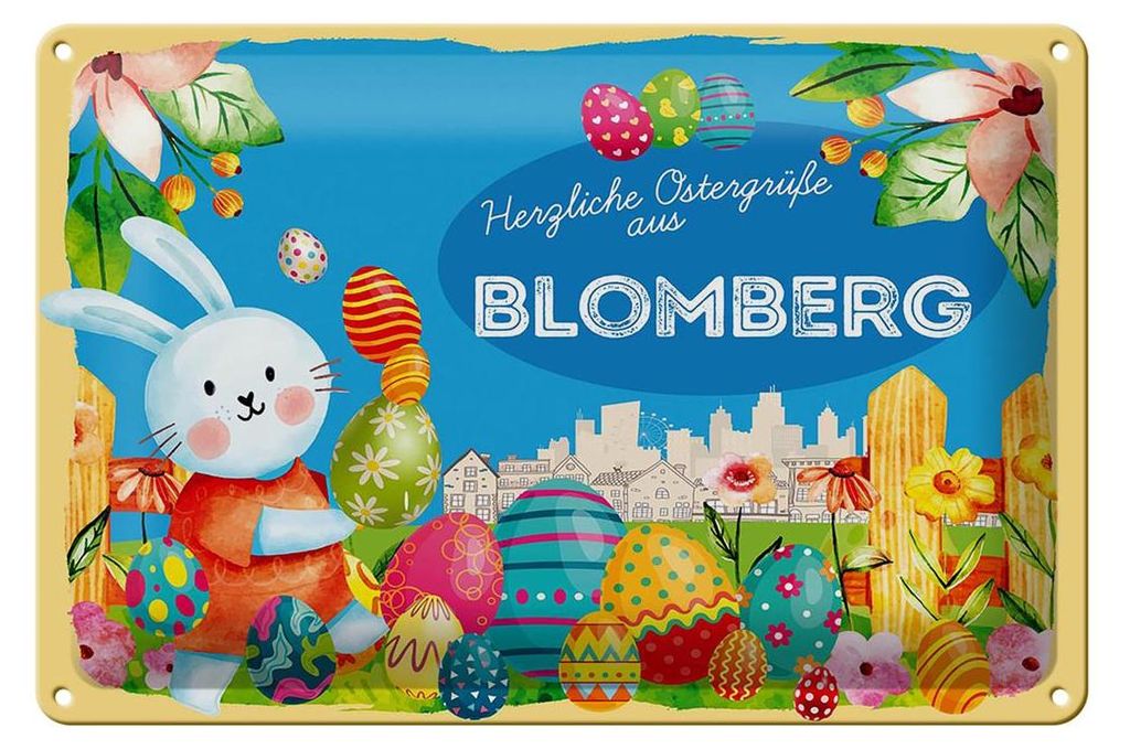 Blechschild Ostern Ostergrüße 30x20cm BLOMBERG