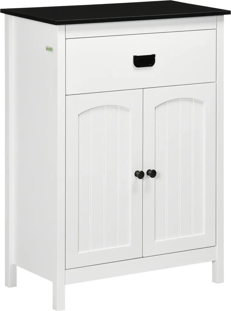 Armoire de salle de bain blanche 60x30x80 cm en MDF avec tiroir et portes