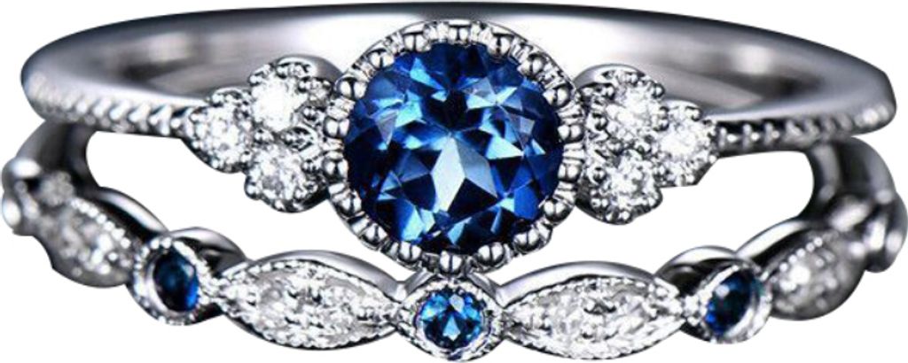 2 Teile/satz Frauen Zirkonia Intarsien Stapelbaren Fingerring Hochzeit Schmuck Geschenk-Blau,US 7
