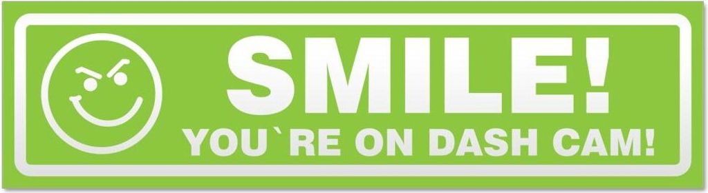 Kiwistar - Autoaufkleber - Lindgrün - 30 x 8 cm - Smile You Are on Dash Cam invertiert - Hinweis Aufkleber Sticker für Auto, Kfz, Fahrrad, PKW, LKW