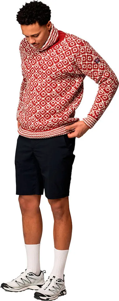 Pull Devold Svalbard High Neck : maille épaisse en laine rouge pour L
