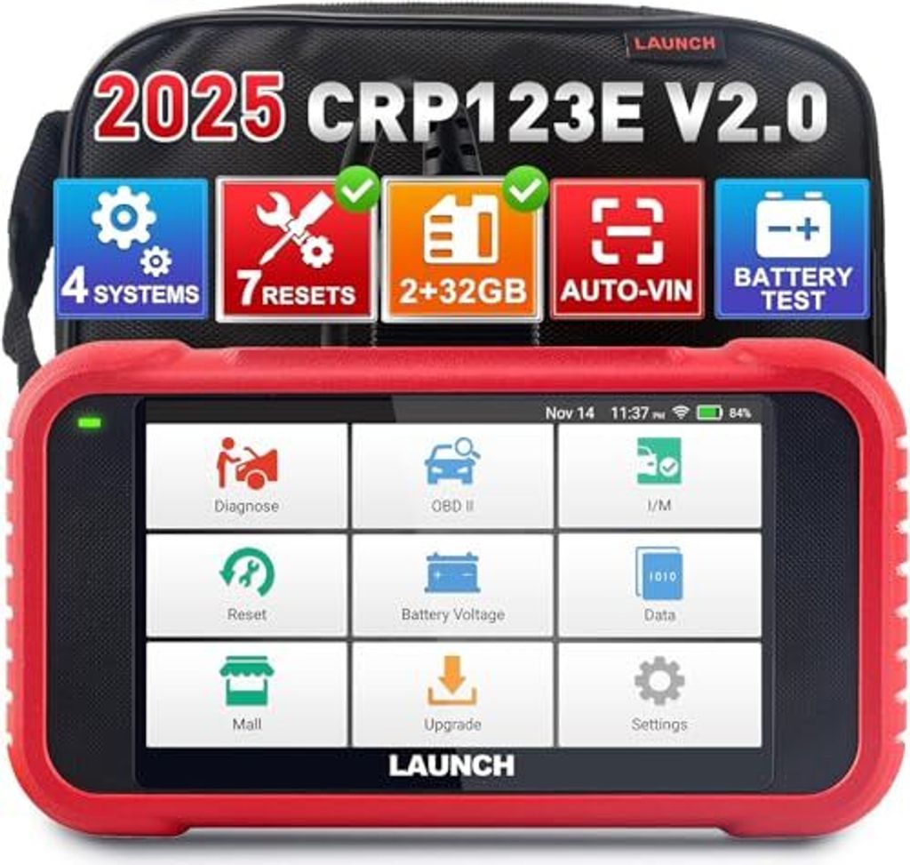 Start CRP123E V2.0 OBD2 Diagnostic Device Car Reader EOBD Tester, 4 Systemdiagnose (Motor SRS bei ABS) 7 Reset (Öl/SAS/EPB/DPF/BMS Reset/ABS