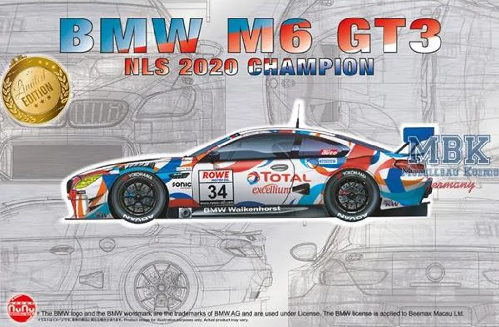 Maquette BMW M6 GT3 NuNu 2020 Réalisme Historique Vainqueur NLS 1/24
