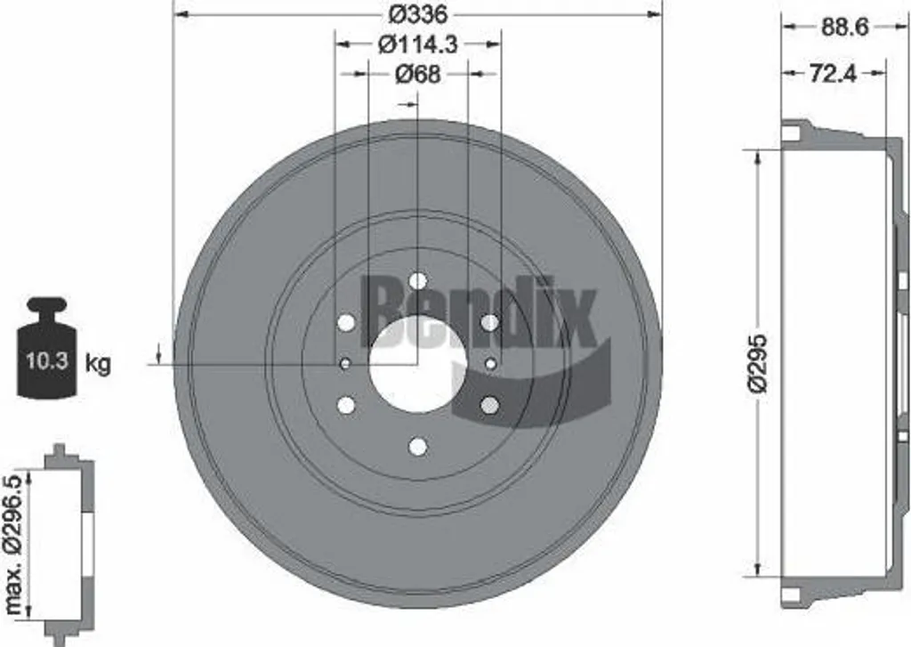 Tambour de frein haute résistance BENDIX BDM1165 avec fonte renforcée