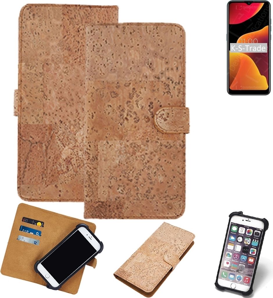 K-S-Trade Hülle kompatibel mit BQ Mobile BQ-6645L Element Kork Handyhülle Cover Schutzhülle TPU Case Bumper in Hellbraun, (1x)