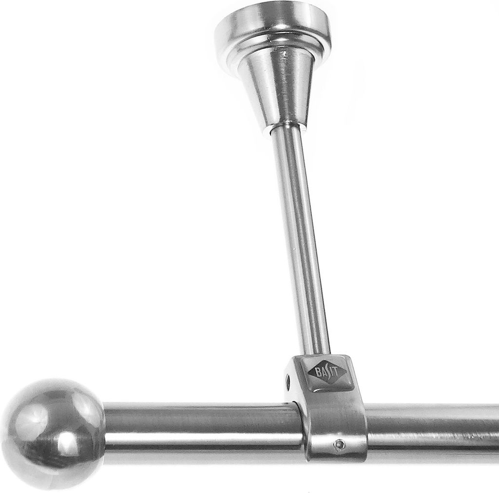 Gardinenstange mit Deckenhalterung I Metall Edelstahl Look 1-läufig Ø20mm D51 R
