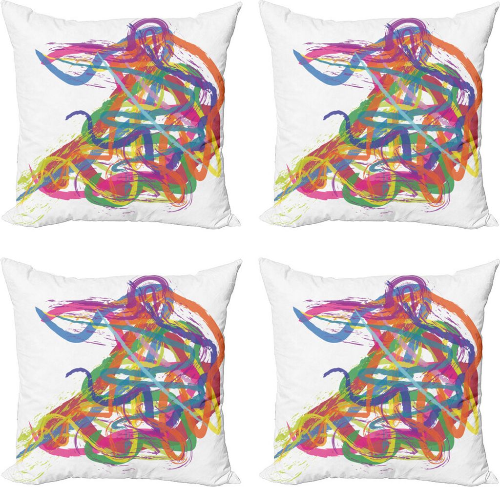 ABAKUHAUS Ballett Kissenbezug Set (4 Stück), Abstrakte Kunst Dancer, Moderner Doppelseitiger Digitaldruck, 50 cm x 50 cm, Mehrfarbig