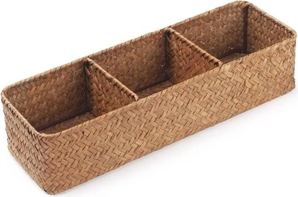 Solution rangement WC : Panier tressé 3 compartiments contre le désordre