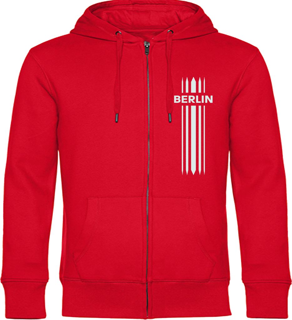 multifanshop Kapuzen Sweatshirt Jacke - Berlin rot - Streifen, rot, Größe M