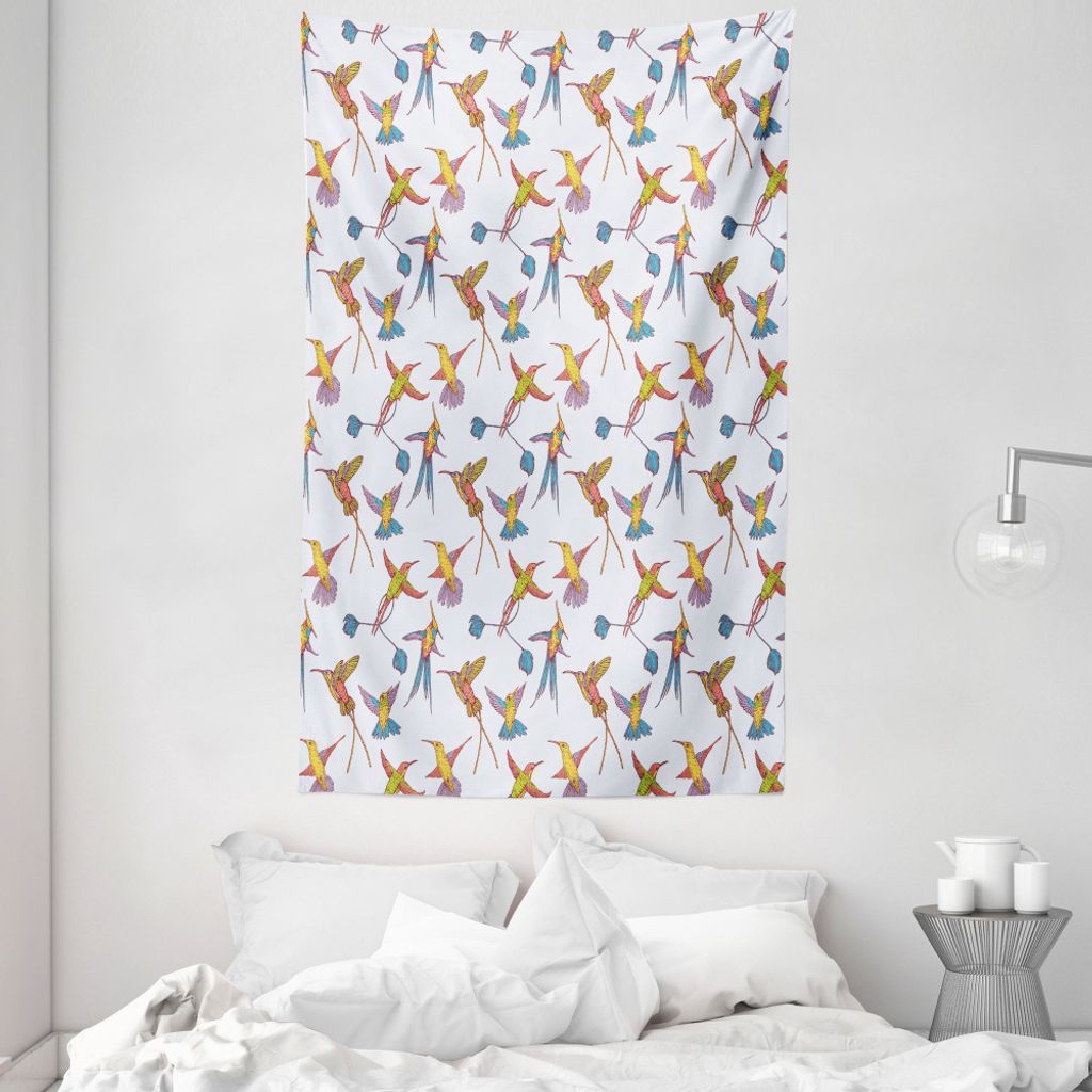 ABAKUHAUS Vögel Wandteppich und Tagesdecke, Tropical exotische Wildtiere aus Weiches Mikrofaser Stoff Waschbar ohne Verblassen Digitaldruck, 140 x...