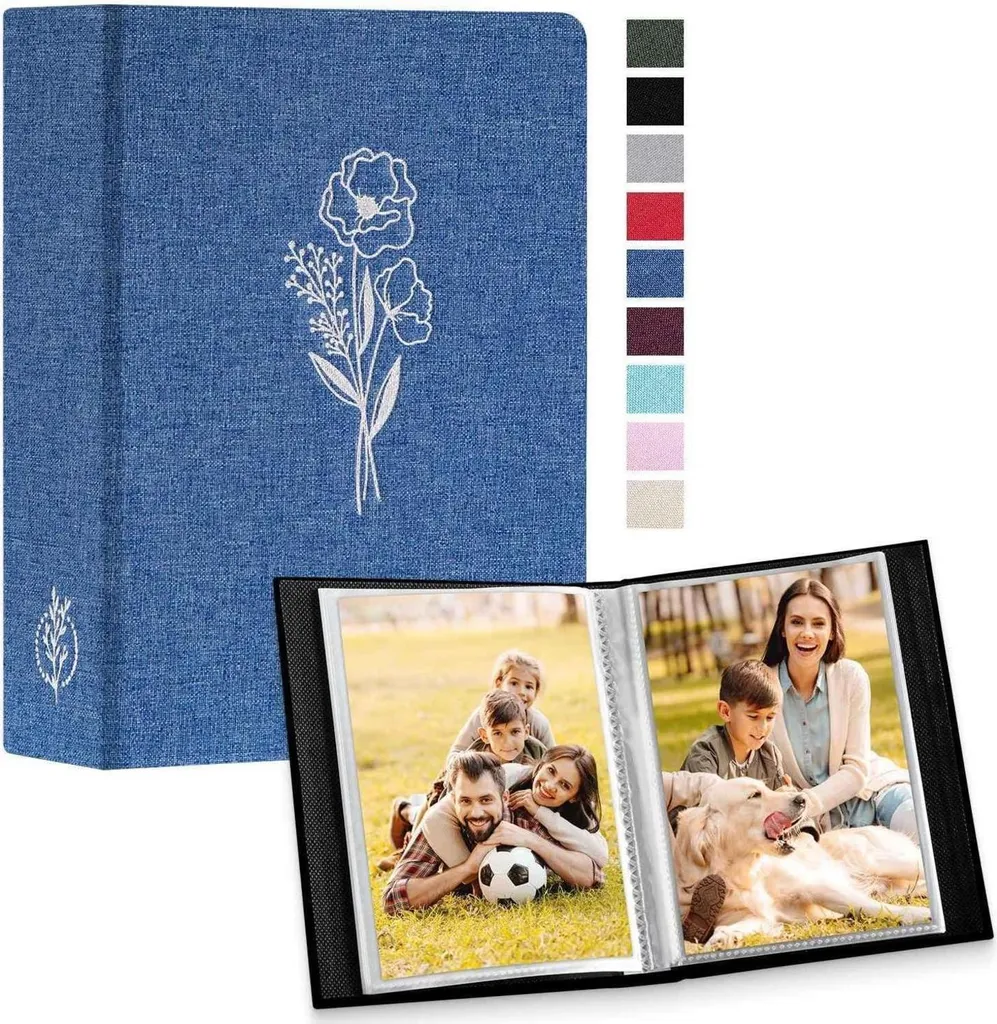 Album Foto Famiglia 10x15 Lino Blu - Set 2 Pezzi x 100 Foto