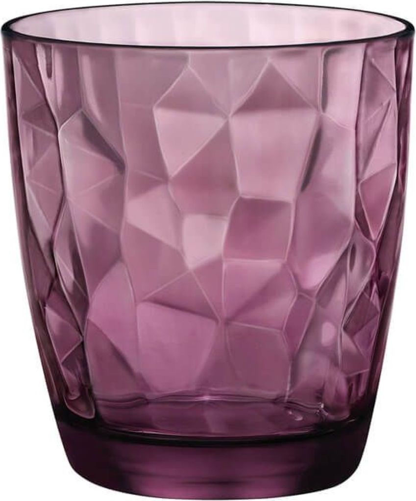 Bormioli Rocco Diamond Tumbler, Trinkglas, 305ml, Glas, lila, 6 Stück