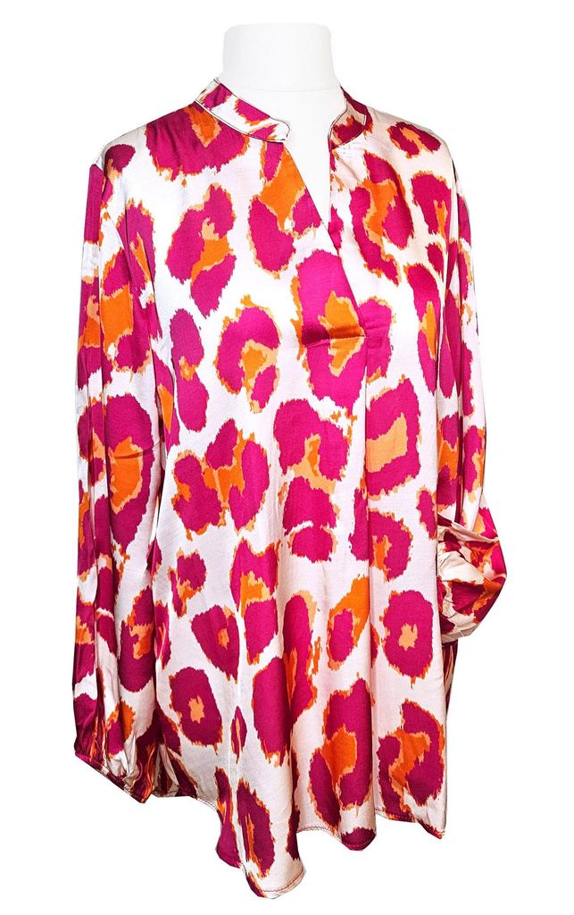 SAISON Tunika Leo Punkte Pink 44 / 46 Langarm Bluse