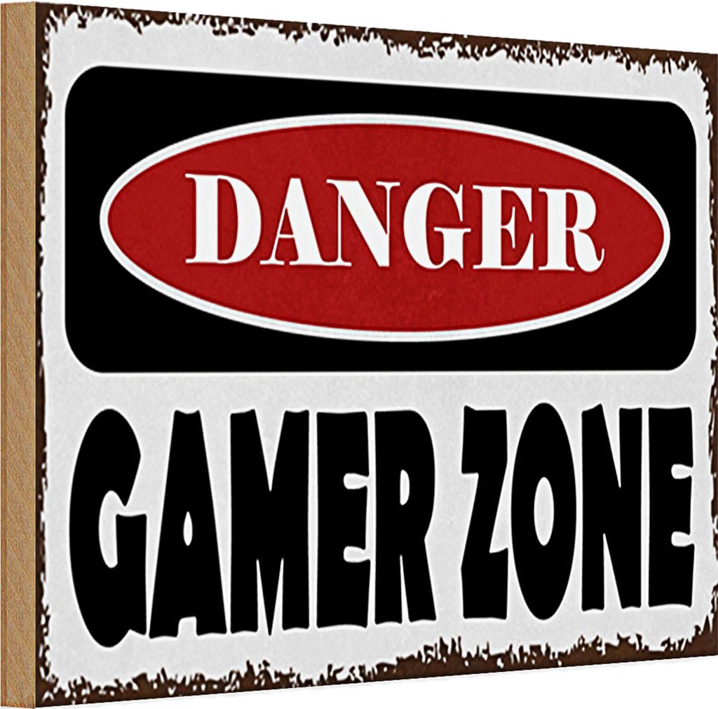 Holzschild Spruch 30x20cm danger Gamer Zone